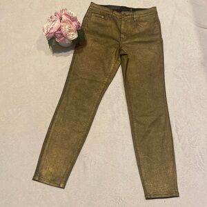 LAUREN RALPH LAUREN NWT Size 4 Gold Metallic High Rise Jeans